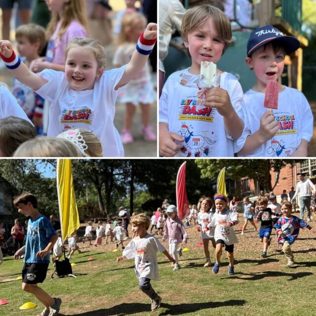 The Day School Dash is a cherished favorite that the children look forward to all year! Getting them involved in fundraising efforts raises their anticipation and excitement. Children celebrated their fundraising successes at school with costume days, bubble parties, and special treats. The Dash was a hit, with snacks, @kingofpops , dancing, tons of running, and Saint Anneās spirit!