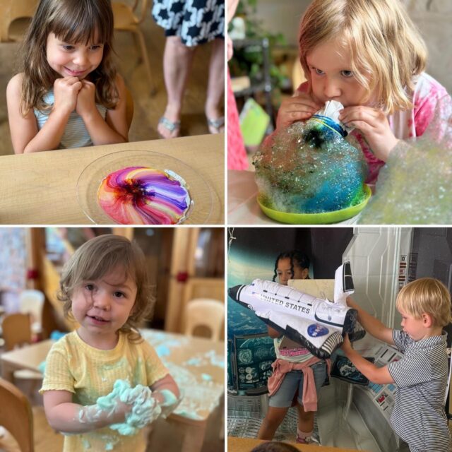 We’re blasting off to Summer Camp Week 1! 🚀 Science week has had an exciting start with volcanos, rocket ships, coloring mixing, ice painting and many more experiments! 🧪