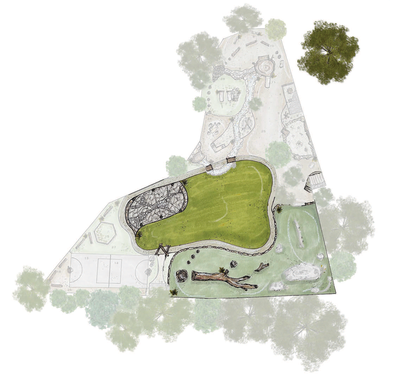 aerial view rendering of playground